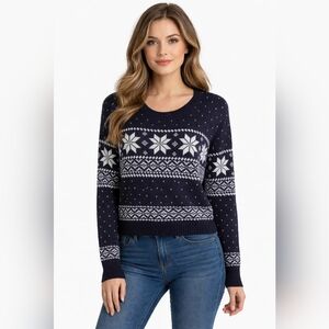 Sincerely Jules Navy and White Snowflake Sweater